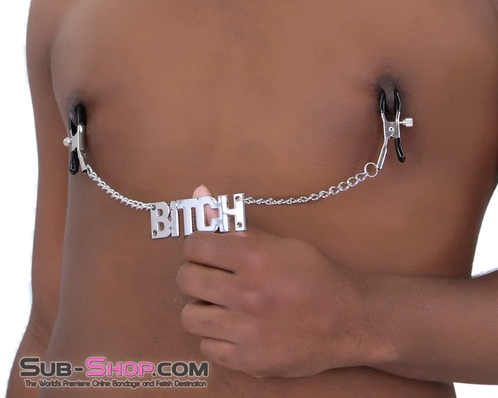 7870RS      BITCH Clamps Nipple Clamps with BITCH Tag - LAST CHANCE - Final Closeout!