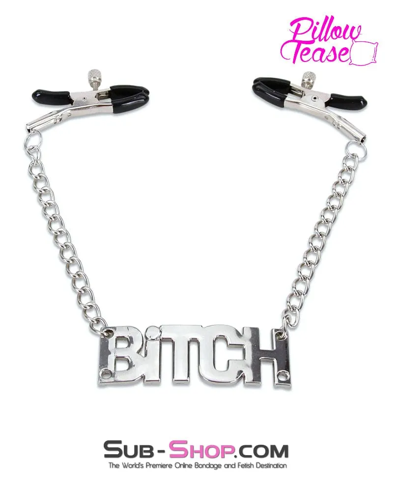 7870RS      BITCH Clamps Nipple Clamps with BITCH Tag - LAST CHANCE - Final Closeout!