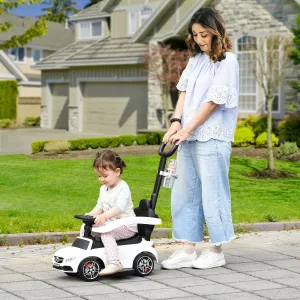 Aosom 3 in 1 push cars for babies, stroller sliding walking car with sun canopy, sound signal Cup holder, riding toy for children 12-36 months, white color Aosom red