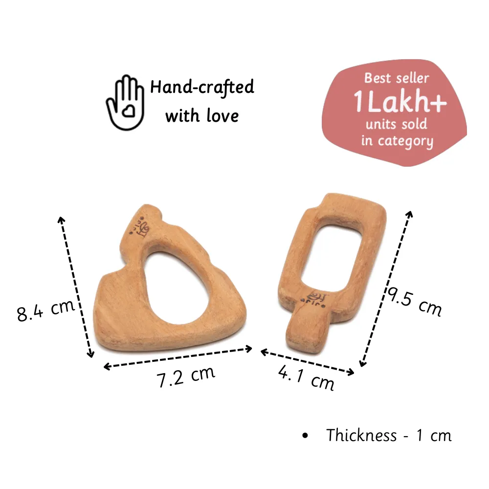 Ariro Toys Wooden Teethers- Cheese and Ice-Cream Stick