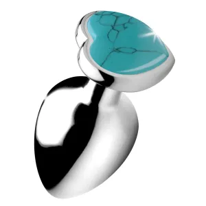 Authentic Turquoise Gemstone Heart Anal Plug