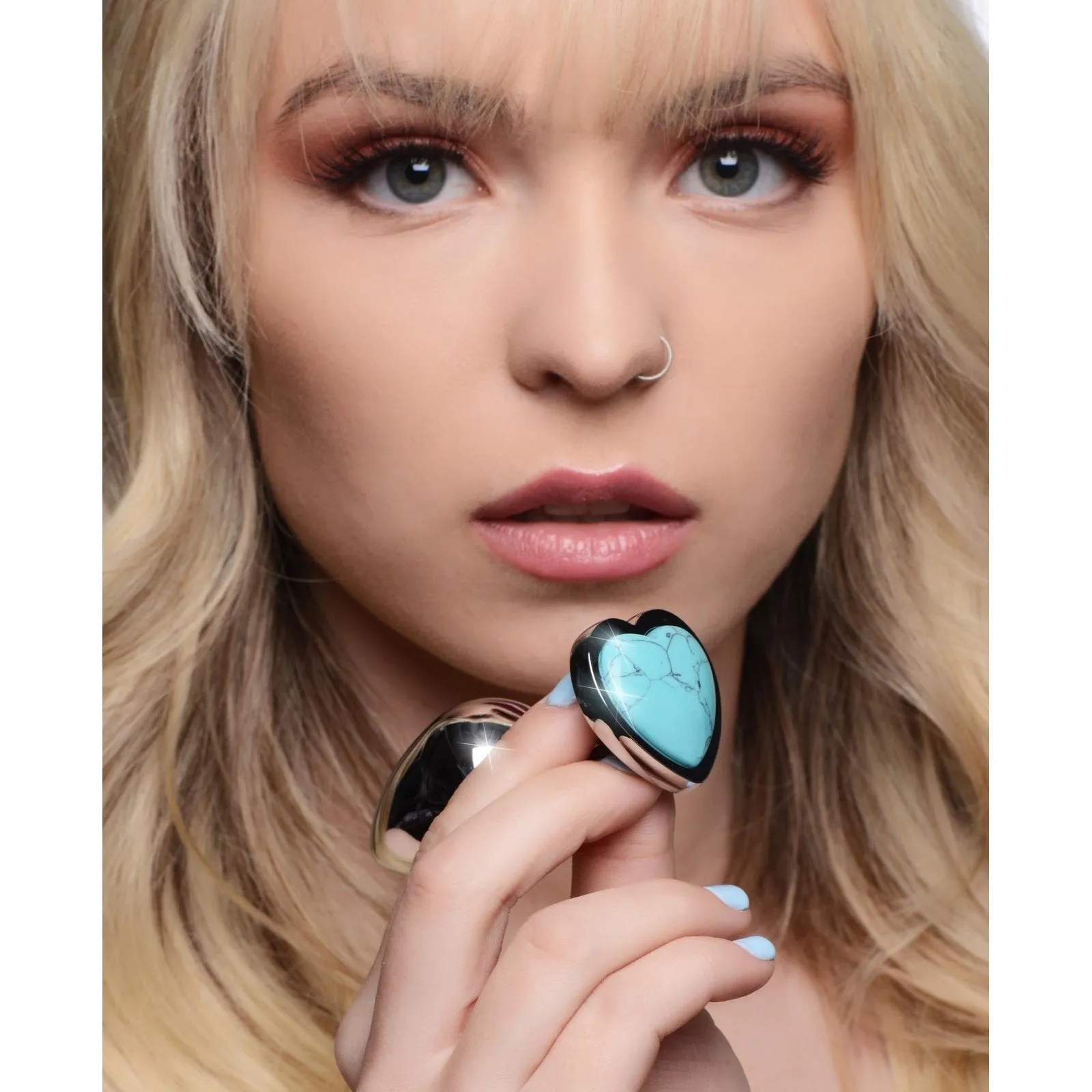 Authentic Turquoise Gemstone Heart Anal Plug