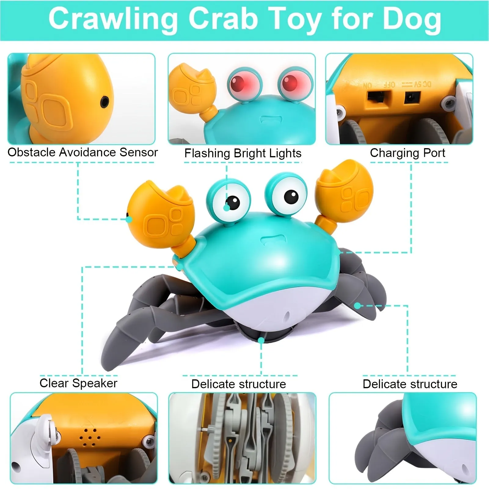 Automatic Electric Crab Toy Fun Interactive ObstacleAvoiding Pet Plaything