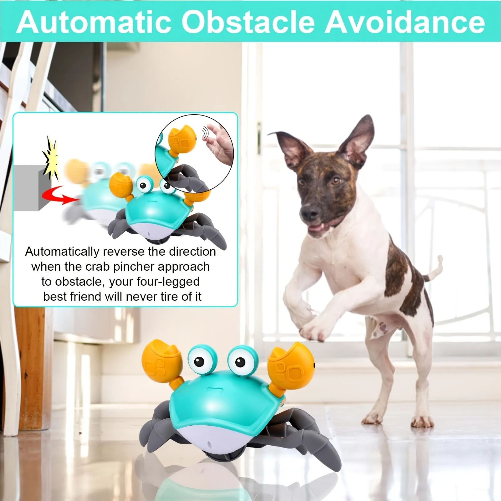 Automatic Electric Crab Toy Fun Interactive ObstacleAvoiding Pet Plaything