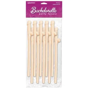 Bachelorette Party Favors - Dicky Sipping Straws - Flesh Straws - Set of 10
