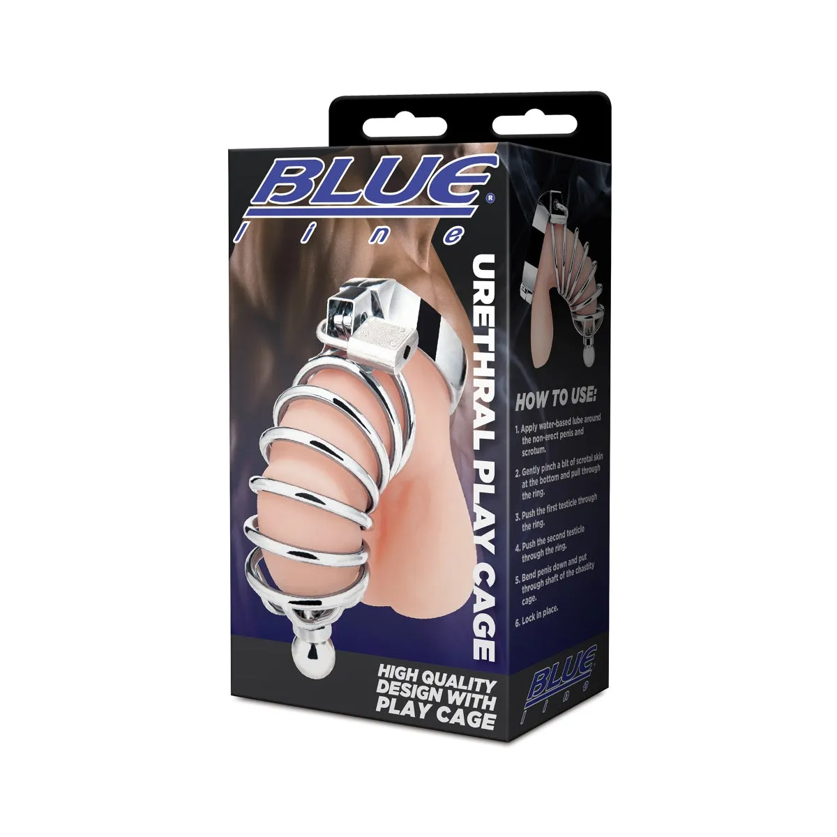 Blue Line Urethral Play Cock Cage Silver