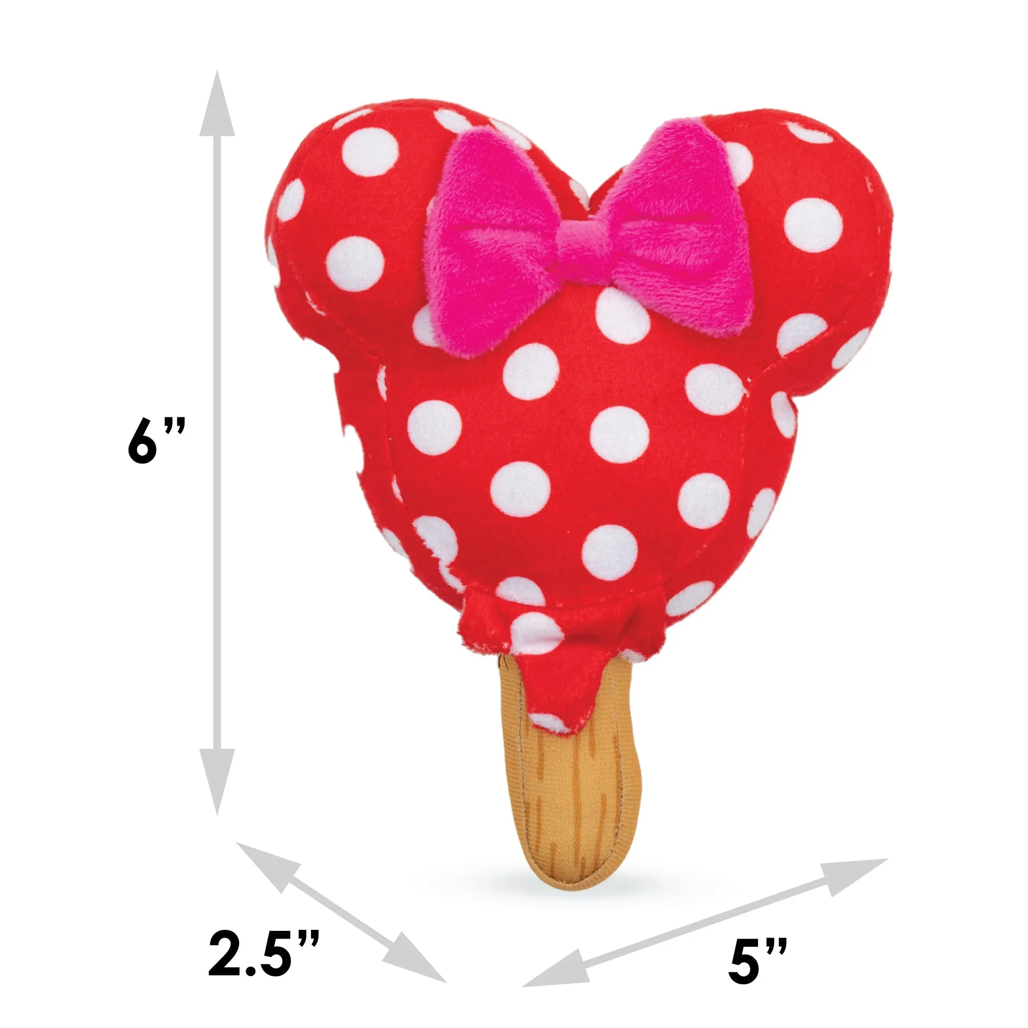 Dog Toy Squeaker Plush - Minnie Mouse Ice Cream with Ears and Bow Red by Buckle-Down