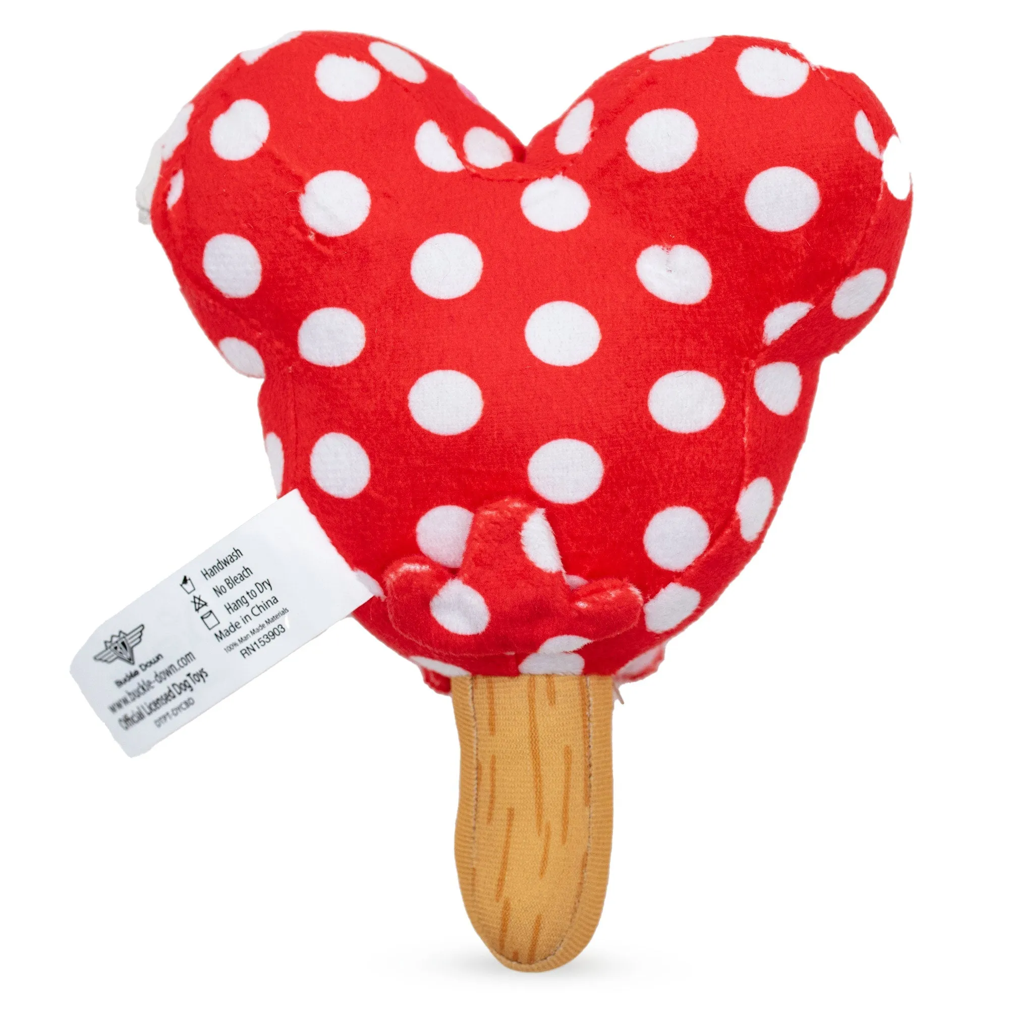 Dog Toy Squeaker Plush - Minnie Mouse Ice Cream with Ears and Bow Red by Buckle-Down