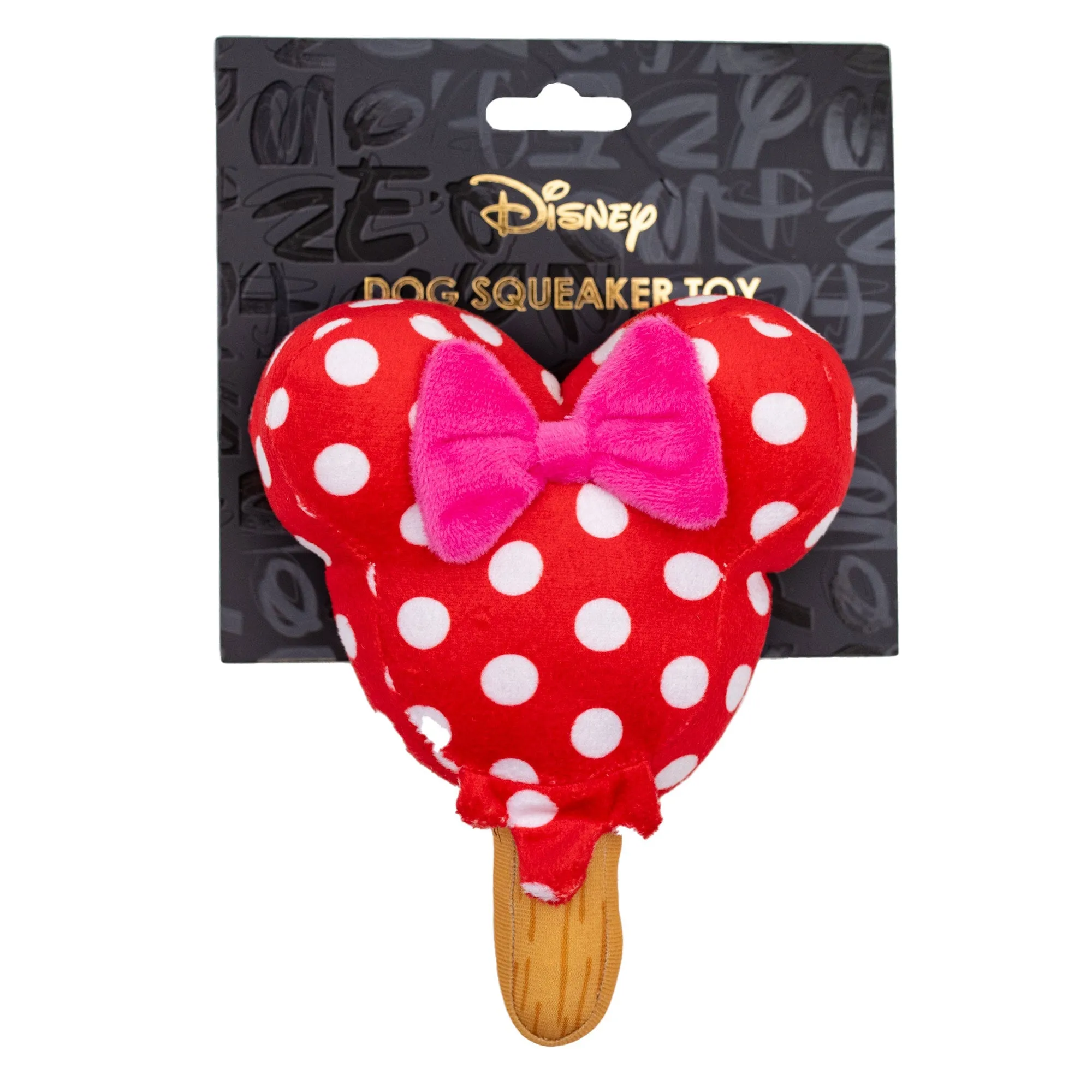 Dog Toy Squeaker Plush - Minnie Mouse Ice Cream with Ears and Bow Red by Buckle-Down