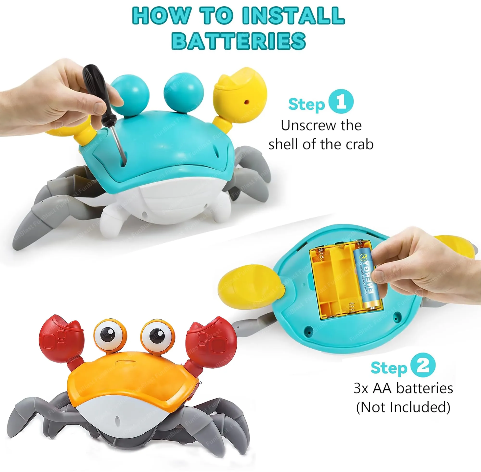 FunBlast Crawling Crab Toy for Kids - Dancing Crawling Baby Toys, Electronic Walking Moving Toys for Babies Infant Toddlers Fun Play Interactive Early Learning Educational Toys (Random Color)