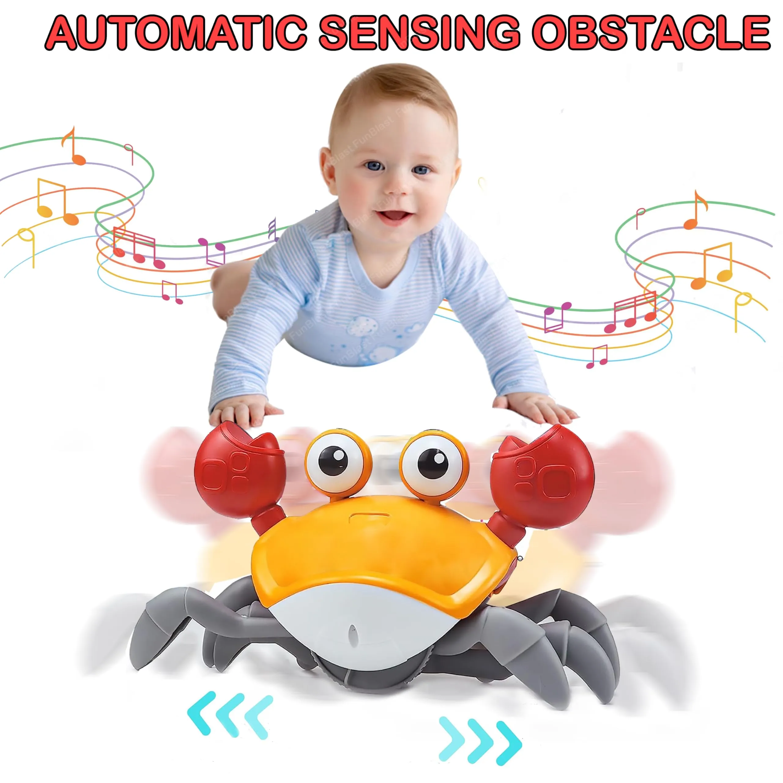FunBlast Crawling Crab Toy for Kids - Dancing Crawling Baby Toys, Electronic Walking Moving Toys for Babies Infant Toddlers Fun Play Interactive Early Learning Educational Toys (Random Color)