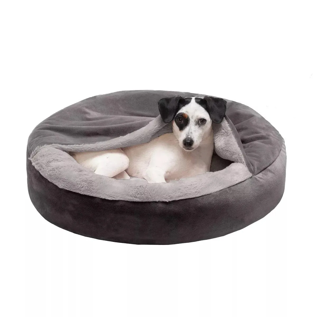 FurHaven Velvet Waves Faux Fur And Velvet Hooded Donut