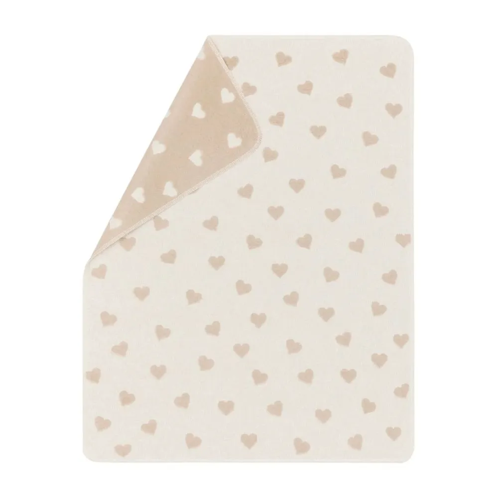 Fussenegger Baby Blanket Offwhte/Grey Carla - Hearts Allover