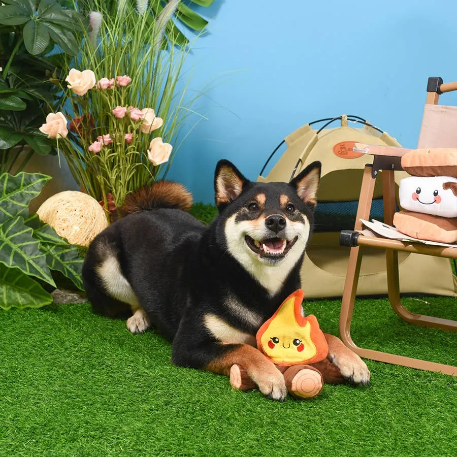 HugSmart Pet Camping Pups | Campfire Plush Dog Toy