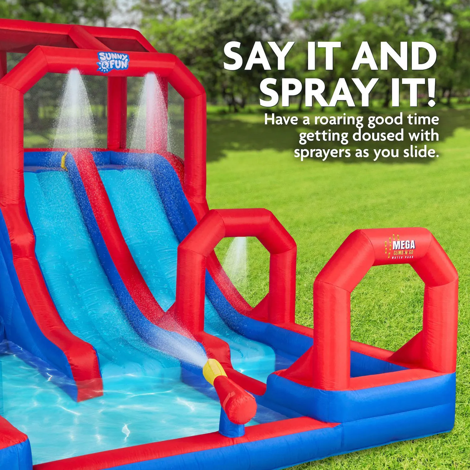 Inflatable water slide and inflatable pool Sunny & Fun children's water park for children - blue Sunny&Fun