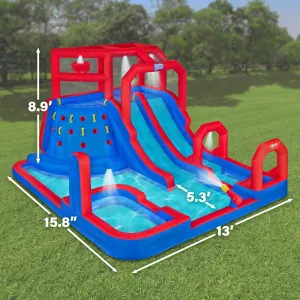 Inflatable water slide and inflatable pool Sunny & Fun children's water park for children - blue Sunny&Fun