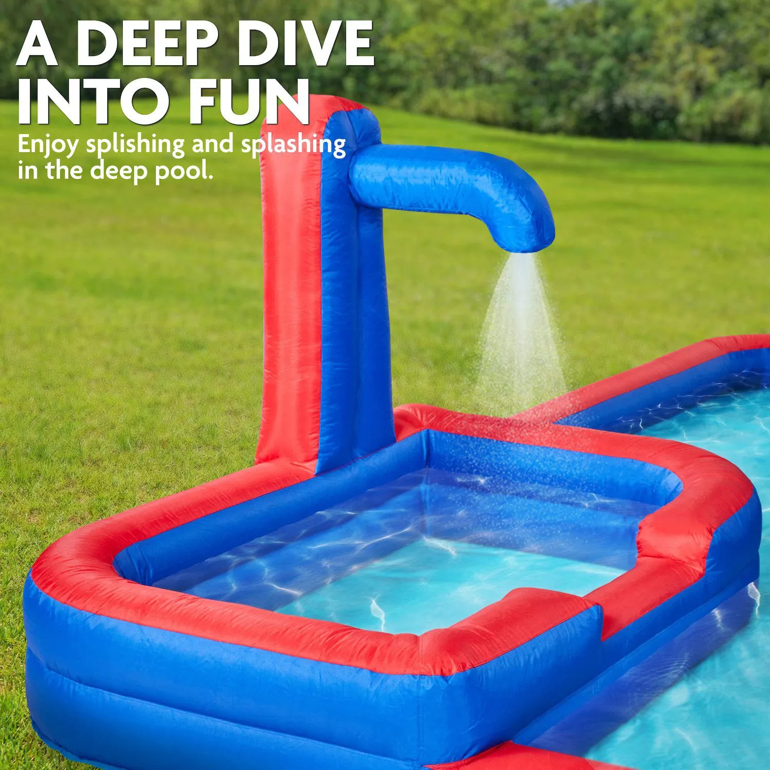Inflatable water slide and inflatable pool Sunny & Fun children's water park for children - blue Sunny&Fun