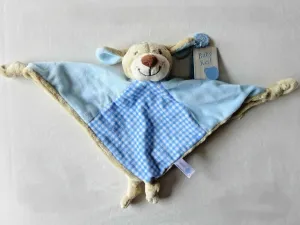 Junior Keel Toys Baby Bear Blue Gingham, Soft Comfort Blanket 28cm