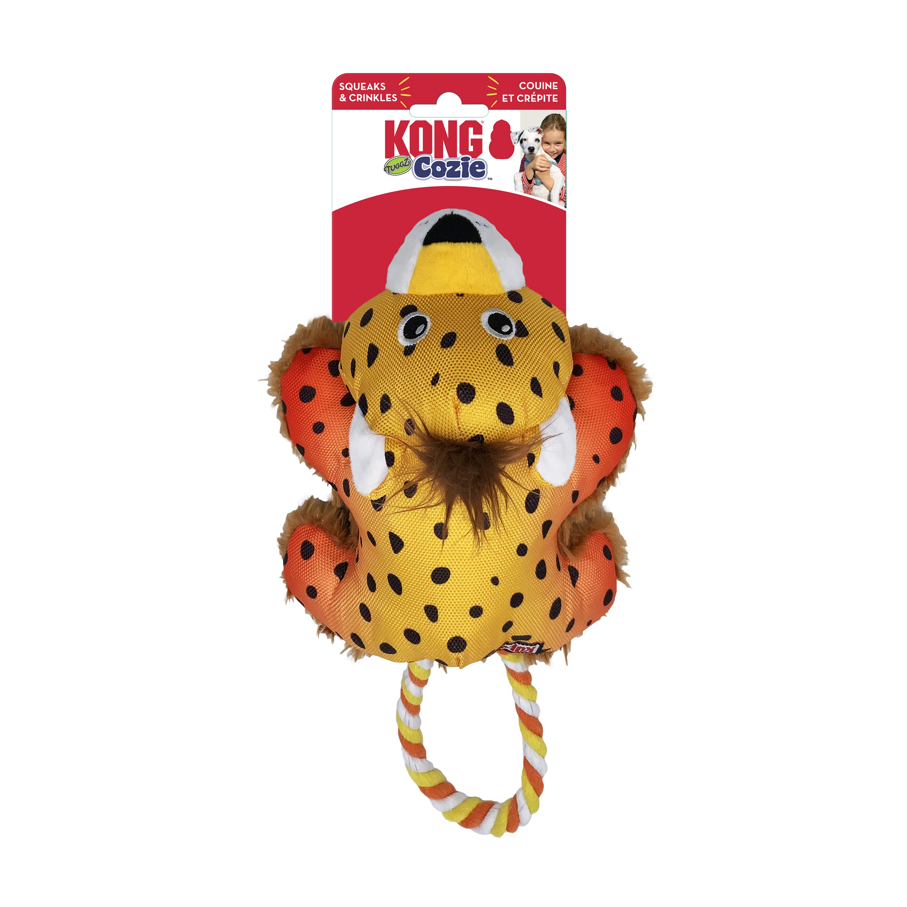 KONG Cozie Tuggz Cheetah’s Dog Toy (Small/Medium)