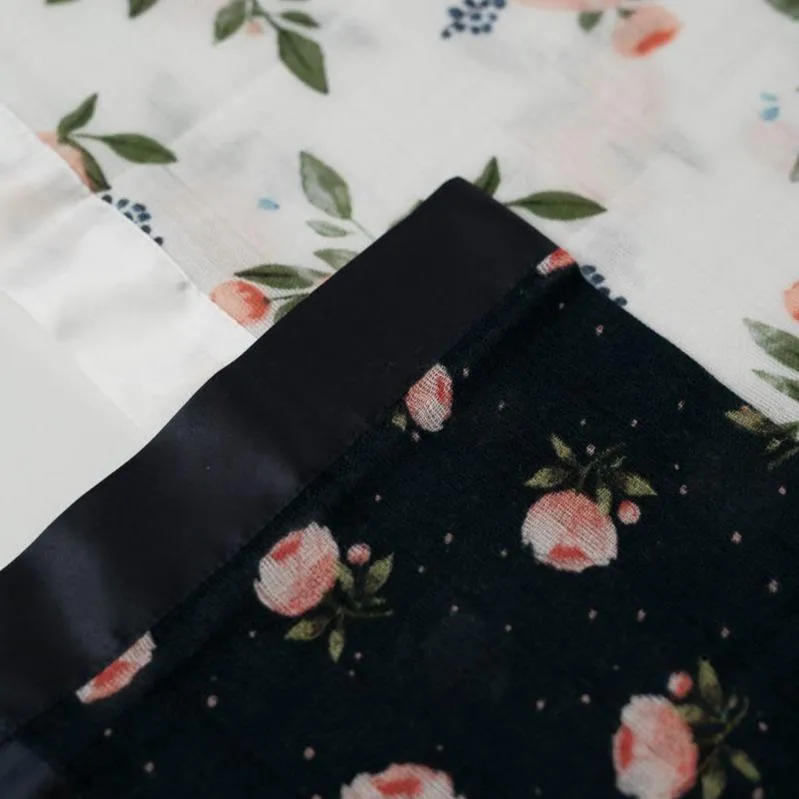 Little Unicorn Cotton Muslin Security Blankets - Watercolor Roses   Midnight Rose