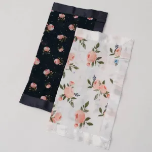 Little Unicorn Cotton Muslin Security Blankets - Watercolor Roses   Midnight Rose