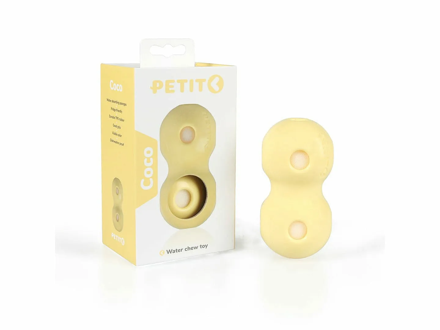 PETIT WATER CHEW TOY COCO 12x6x6cm yellow