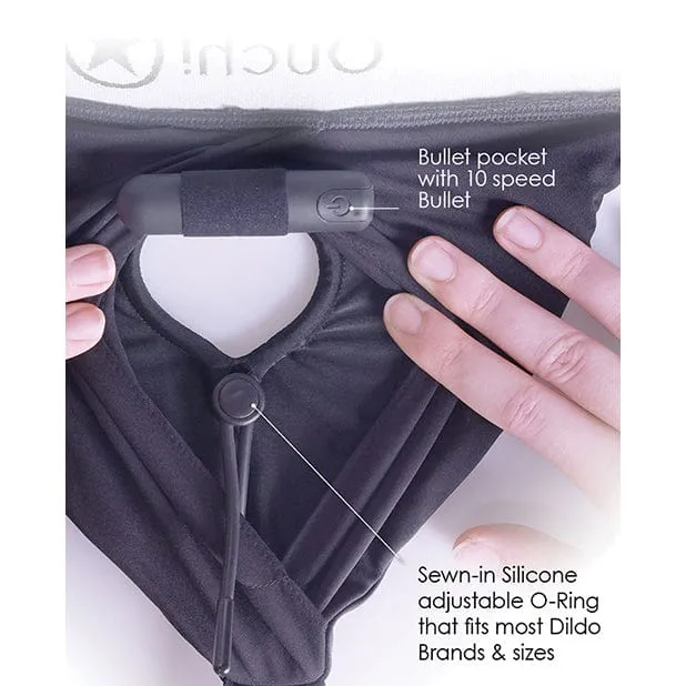 Shots - Ouch Vibrating Strap On Panty Harness with Open Back
