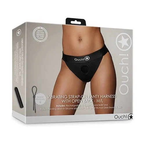 Shots - Ouch Vibrating Strap On Panty Harness with Open Back