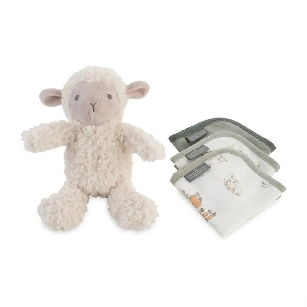 Soft Plush Baby Toy & Face Washers - Farmyard Lamb