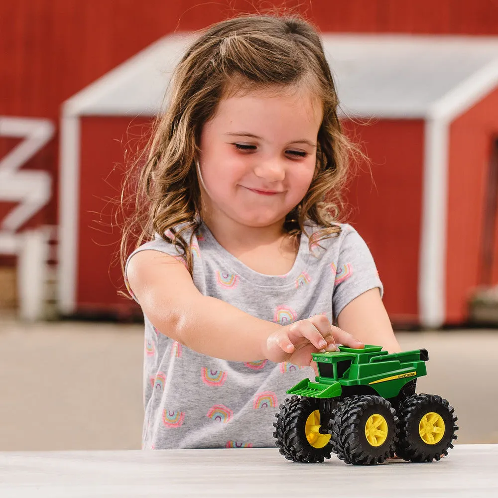 TOMY JOHN DEERE 6INCH(15CM) MONSTER TREADS LIGHTS & SOUNDS VEHICLE COMBINE HARVESTER