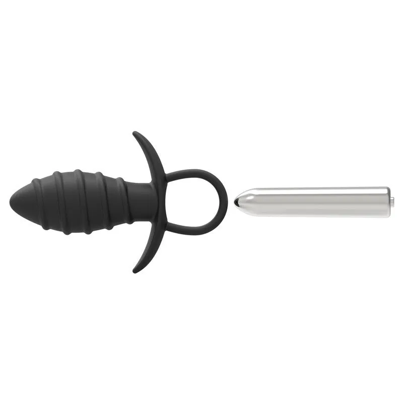 Vibrating Anal Toy with Texture and Pull Ring