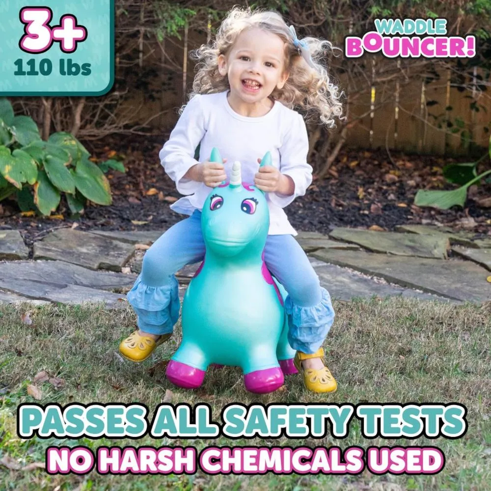 Waddle Ride On Bouncer, Aqua Pink Unicorn