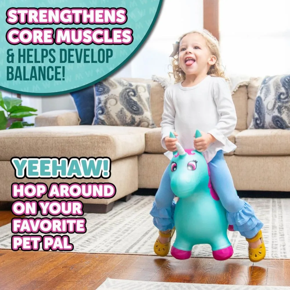 Waddle Ride On Bouncer, Aqua Pink Unicorn