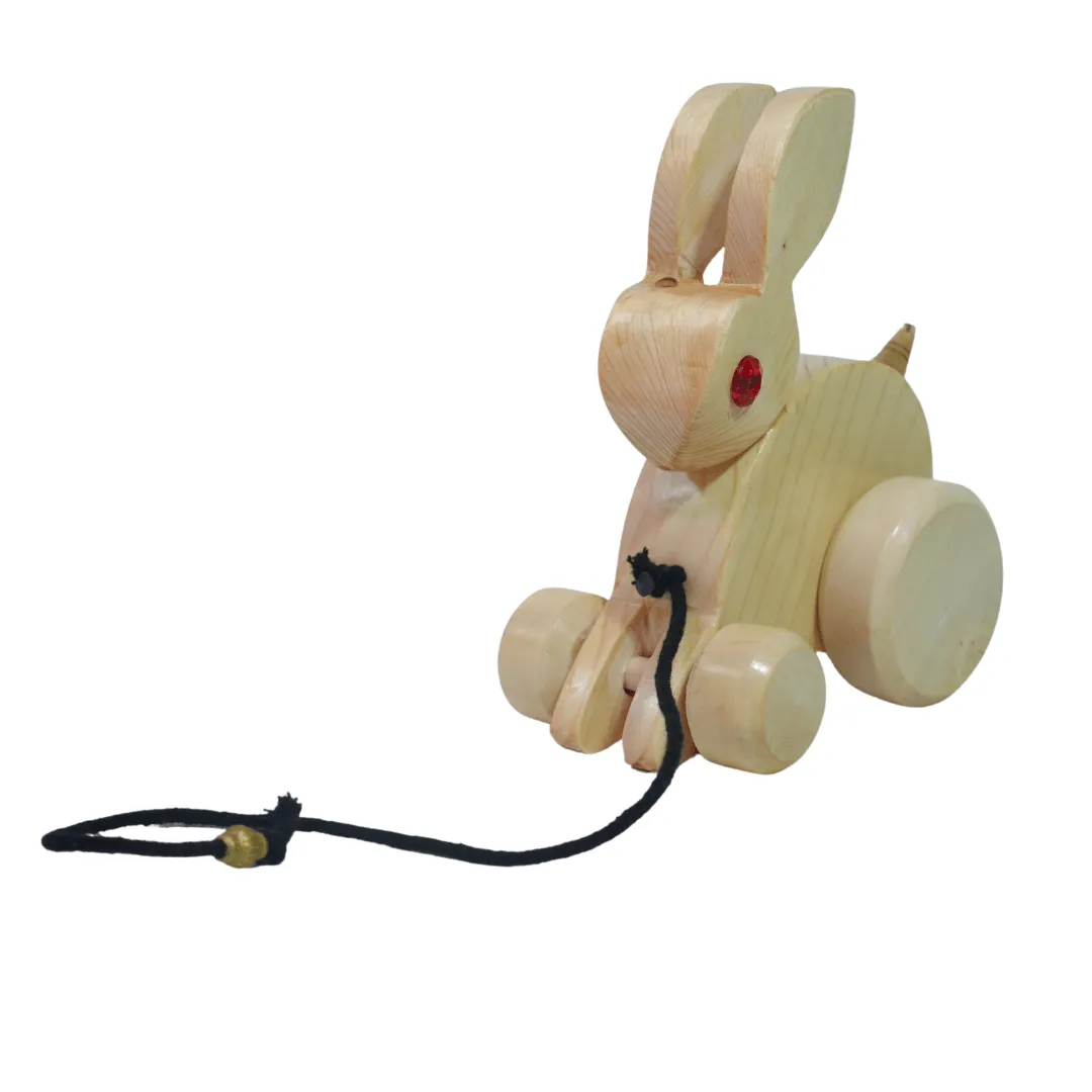Walk-A-Long Wooden Pull Along Toy Small Rabbit for 12 Months